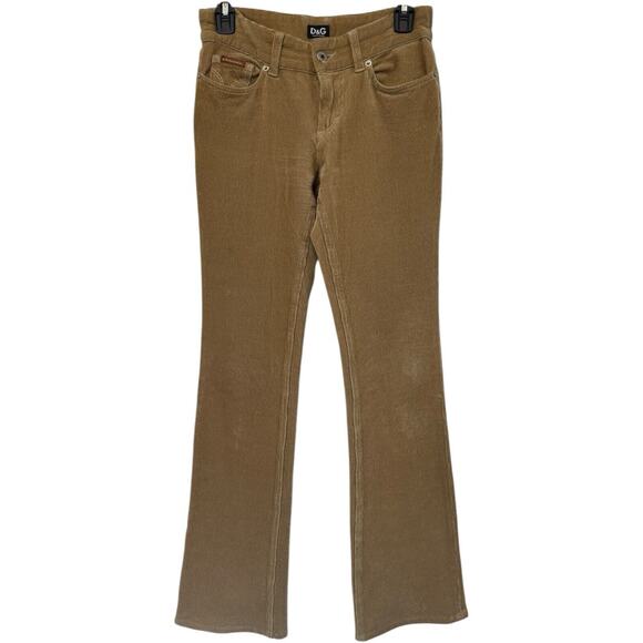 DOLCE & GABBANA Brown Corduroy Bootcut Pants Low Rise D&G Size 26 - Picture 1 of 15